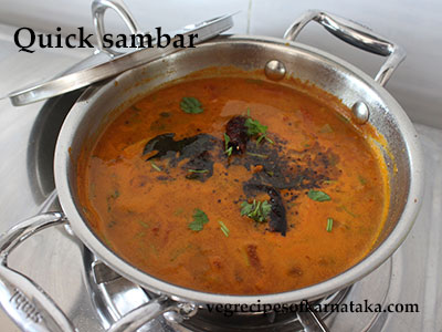 10 minute quick sambar recipe