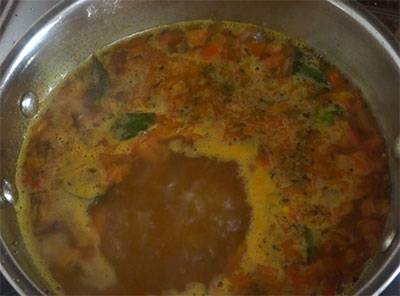 boiling 5 minute quick saaru or rasam