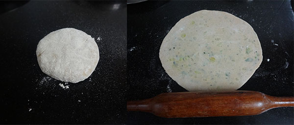 rolling aloo paratha