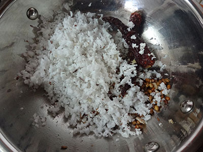 frying spices for potato onion sambar