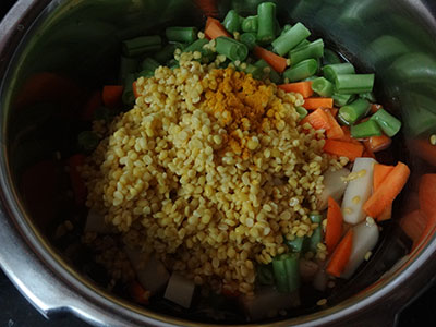 vegetables and dal for avalakki bisi bele bath