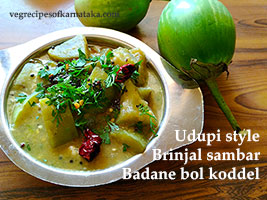 badane bol koddel or brinjal sambar