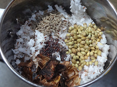 spices for badanekai hasi masale huli or brinjal sambar