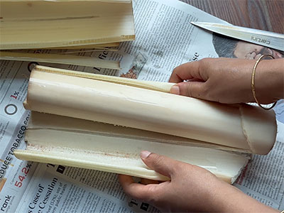 grating radish for bale dindu or banana stem chutney recipe