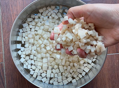 soaking banana stem for bale dindu mosaru sasive or banana stem raita