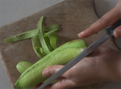 peeled raw bananas for balekai palya or raw banana stir fry recipe