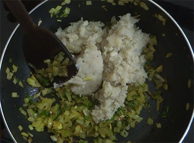 mashed banana for balekai snacks or raw banana balls