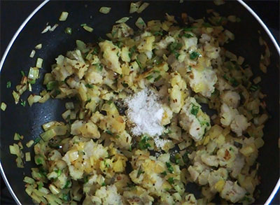 salt and curd for balekai snacks or raw banana balls