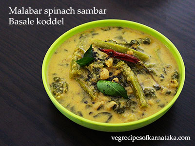 basale soppu sambar or basale koddel recipe