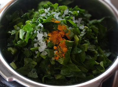 cooking dal for basale sambar or huli or koddel