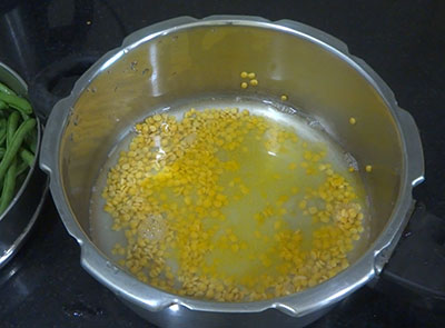 cooking dal for beans sambar recipe or huralikayi huli