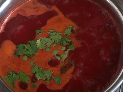 boiling beetroot rasam or beetroot saaru recipe