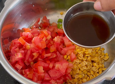 tomato and tamarind for dideer bele saaru or simple dal rasam