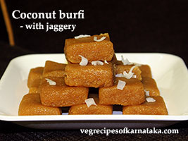 coconut jaggery burfi recipe