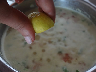 lemon juice for hesaru bele bili saaru or mung dal tomato rasam