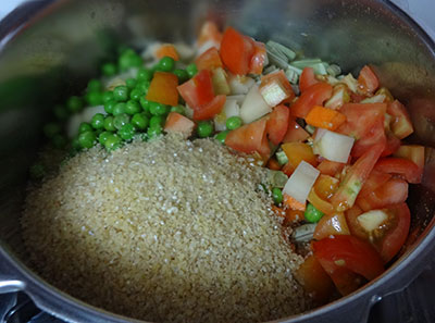 vegetables and dal for broken wheat bisisbele bath