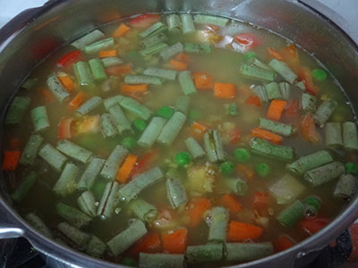 vegetables and dal for broken wheat bisisbele bath