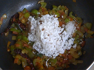 grated coconut and salt for capsicum chutney recipe