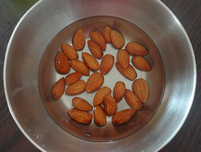 soak or cook badam for carrot badami payasa or carrot badam kheer