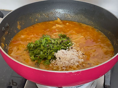 coconut and coriander leaves for chakoli or bele kadubu recipe