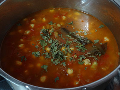 water and kasuri methi for chana masala or chole masala