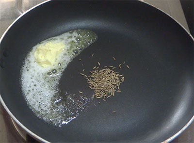 butter and cumin seeds for chatpata matar or green peas snacks