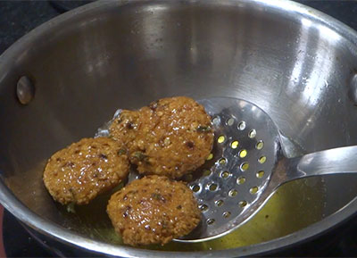 deep frying masala vada or masala vade or chattambade or ambode