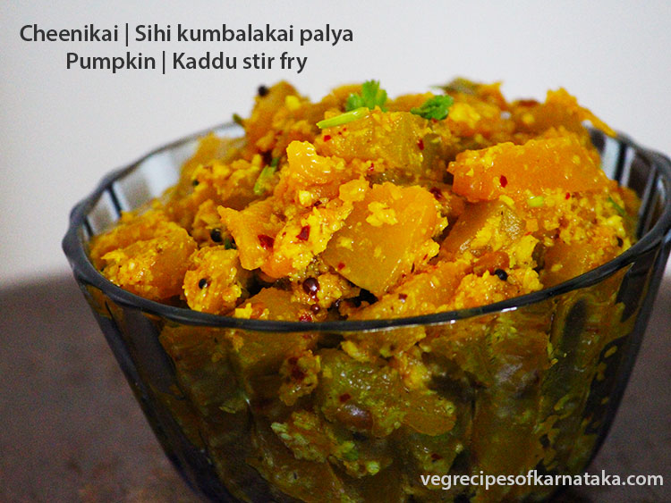 Sihi kumbalakai palya or pumpkin stir fry