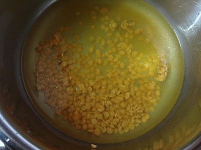 cooking dal for pumpkin sambar or chinikayi sambar