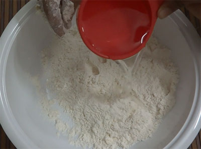 kneading dough for chiroti