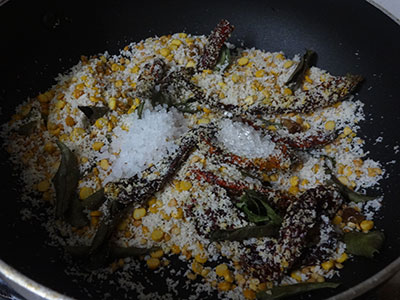 roasted ingredients for chutney powder or chutney pudi