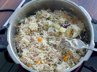 coconut milk pulao or kaayi haalina rice recipe