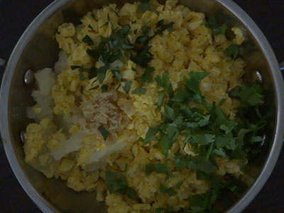 ginger and coriander leaves for corn cutlet or jola cutlet