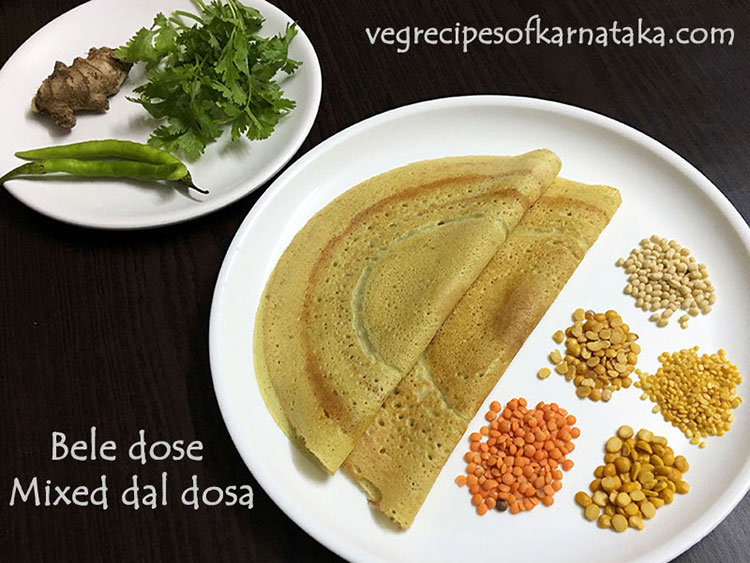 Mixed dal or lentils dosa, bele or pancharatna dose