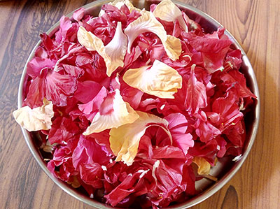 clean hibiscus flowers for dasavala thambli