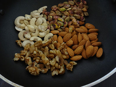 frying nuts for dry fruits laddu or ladoo