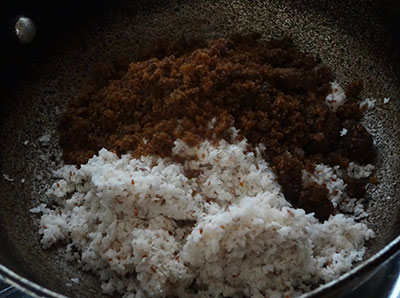 coconut and jaggery for arishina ele kadubu or eeradye