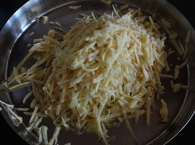 grated sweet potato for sweet potato chutney or genasina chutney