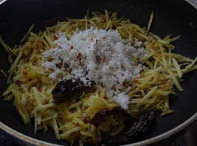 grated coconut for sweet potato chutney or genasina chutney