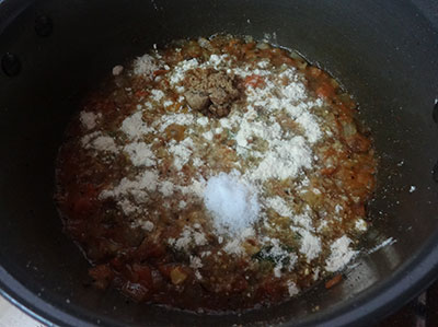 salt, sugar and fried gram flour for girmit