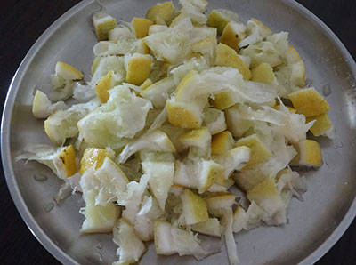 chopped citron for heralekai gojju huli