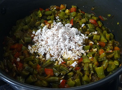 grated coconut for gorikayi gojju or cluster beans curry