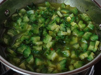 water for hagalakayi palya or bitter gourd stir fry