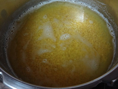 cooking mung dal for hesaru bele payasa