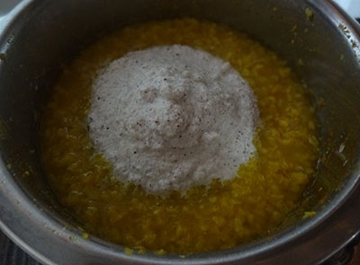 ground coconut for hesaru bele saaru or mung dal rasam