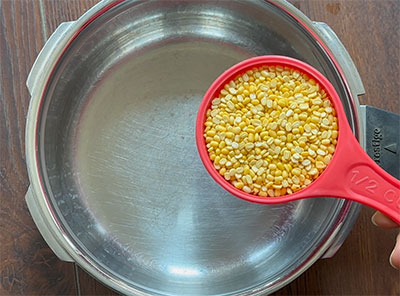 rinsed moong dal for hesaru bele kattu saaru or kat saru recipe