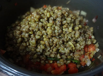 cooked green gram for hesaru kaalu gojju or green gram curry