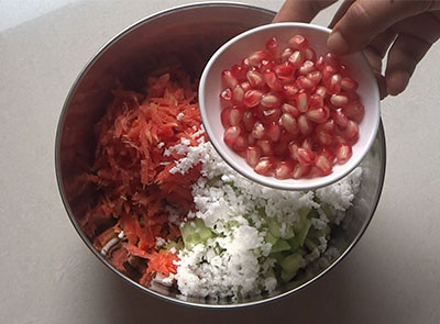 pomegranate seeds for hesarukalu kosambari or moong sprouts salad