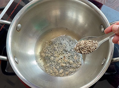 cumin seeds for Ingu menasu recipe or green chilli side dish