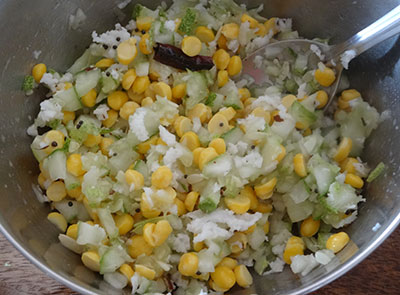 roasted ingredients for kadlebele and southekai kosambari